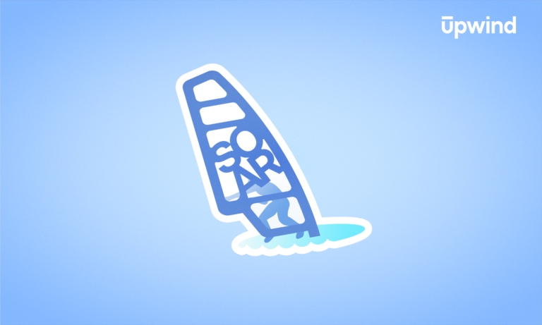 Illustration of a simplified windsurfer icon, featuring a person on a board with a sail riding stylized waves. The background boasts a soft blue gradient, while the phrase What Is SOAR? gracefully appears in the top right corner.