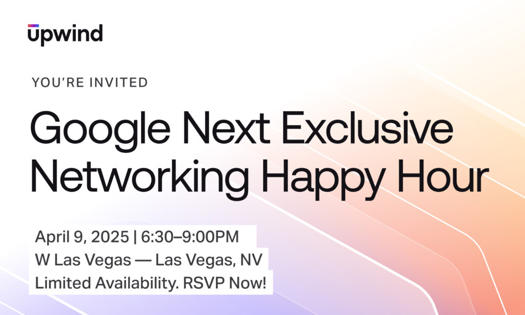 Join us for the Google Next 2025 Exclusive Networking Happy Hour on April 9, from 6:30–9:00 PM at W Las Vegas, NV. Hosted by Upwind, this event features a vibrant backdrop of soft pink, purple, and orange hues. Dont forget to RSVP.