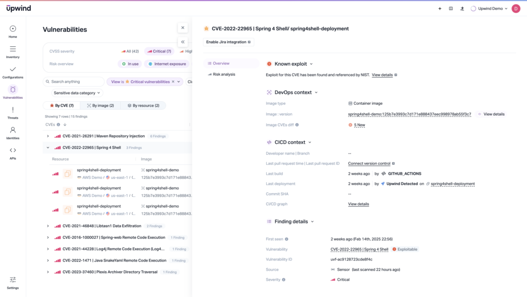 This CNAPP uses runtime insight to power the prioritization of vulnerability remediation at build time. Security teams see critical runtime issues, and developers get automatic insight from runtime issues in the CI/CD pipeline, much like SAST fundamentals for securing source code.