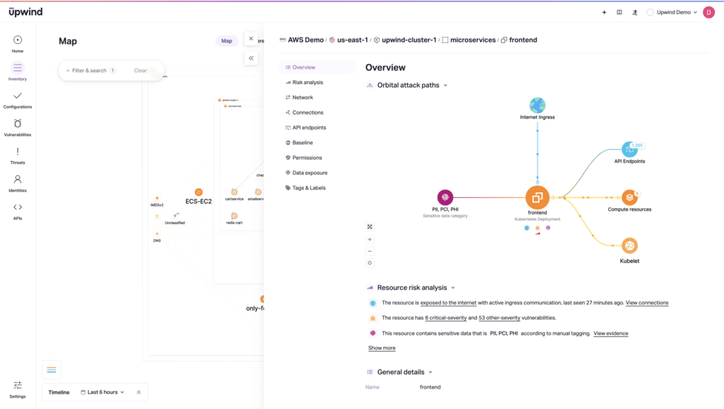 While CNAPP solutions don’t offer granular views into all types of endpoints like EDR, they do monitor network connections originating from endpoints and some key endpoints like running containers.