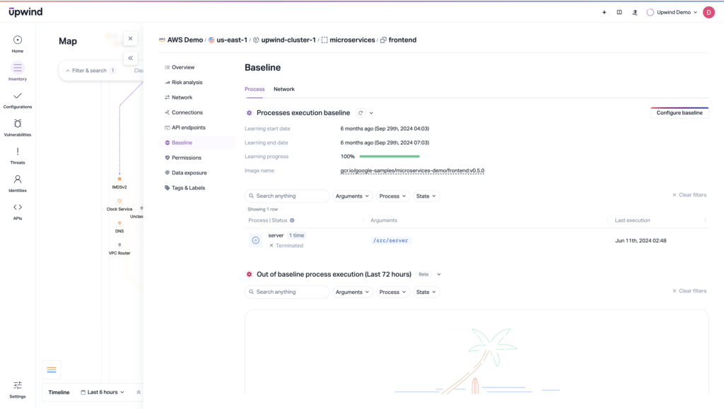In this CNAPP, runtimes are monitored for unusual patterns using machine learning-powered behavioral analysis. In this approach, all assets are analyzed for baseline behaviors, and deviations trigger alerts.