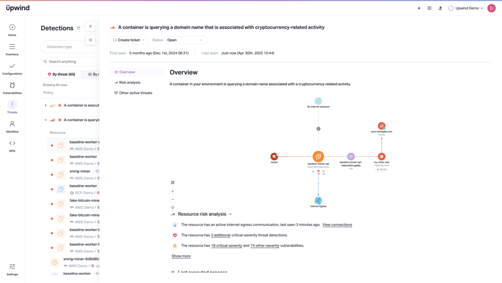 Even if Kubernetes doesn’t catch risky behavior, a runtime-powered cloud-native application protection platform (CNAPP) can detect it in real time, flagging containers running as root with excessive capabilities or risky mount points when they run abnormal processes.