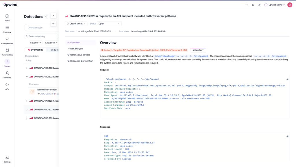 This cloud-native application protection platform (CNAPP) with runtime-powered monitoring helps correlate API activity with real threats. Kubernetes API calls don’t happen in isolation — so teams need visibility into underlying container and identity behavior in real time.